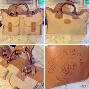 GHURKA $2k Express No. 2 Khaki Twill - Vintage Chestnut Leather Weekender EUC